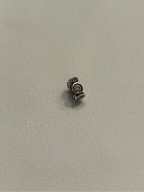 Pandora Silver Spacer Charm with Clear Stones